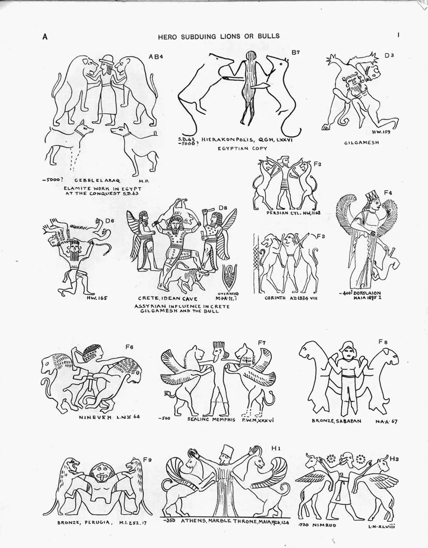 Plate I — Hero Subduing Lions or Bulls