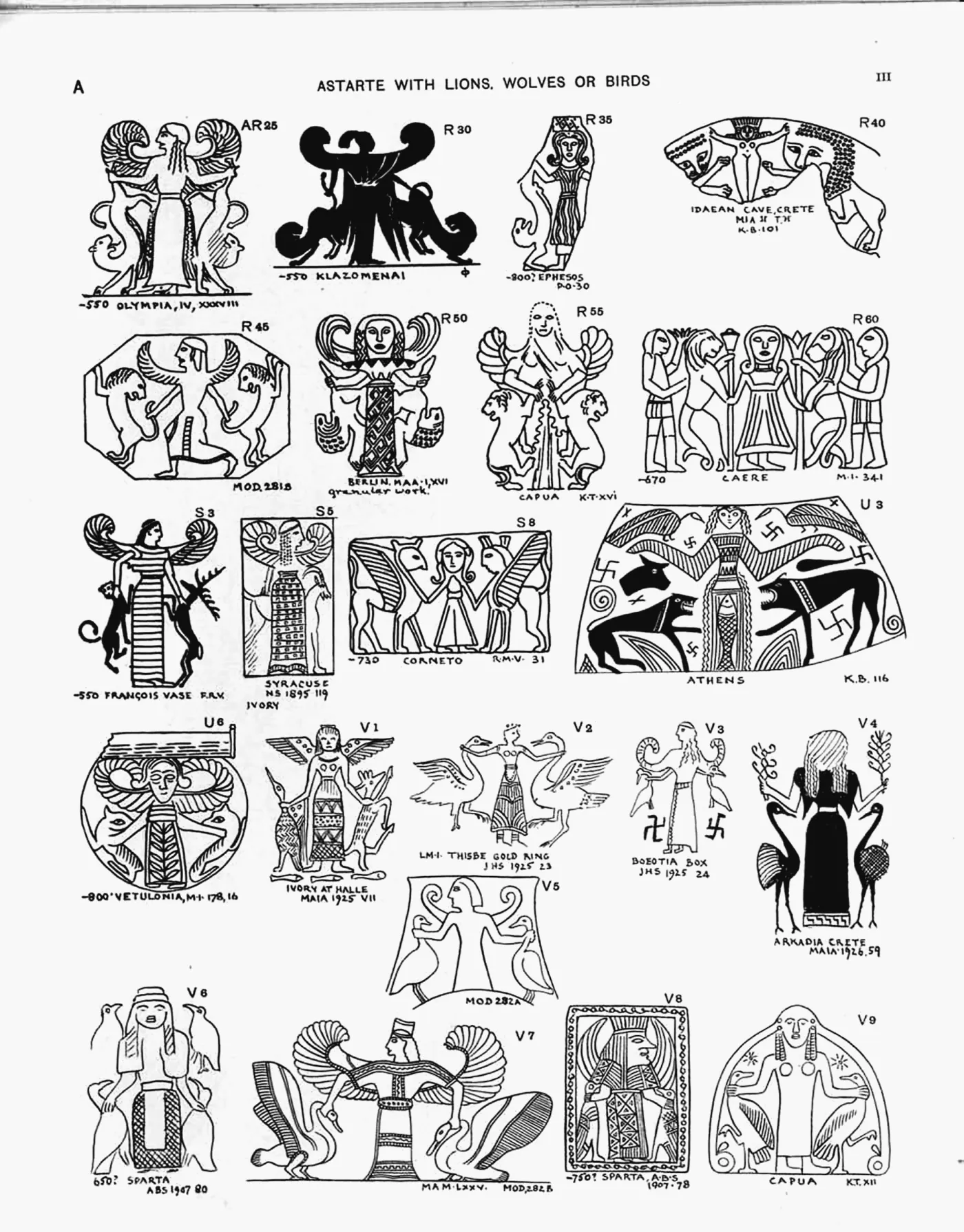 Plate III — Astarte with Lions, Wolves or Birds