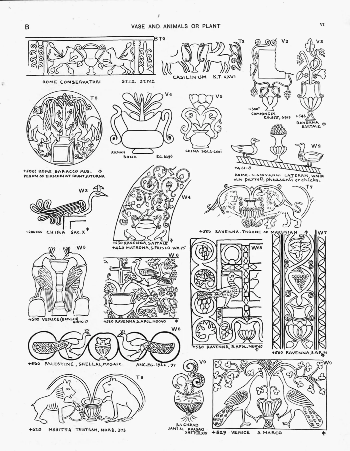 Plate VI — Vase and Animals or Plant