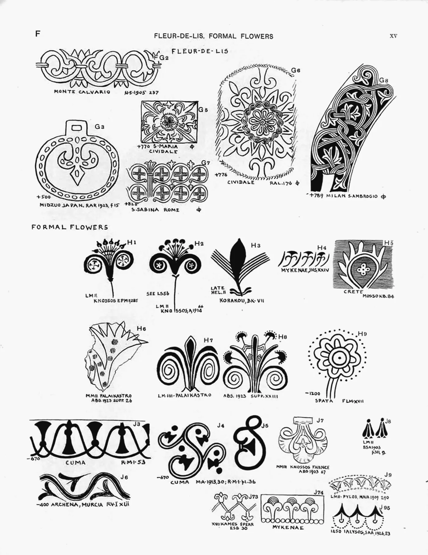 Plate XV — Fleur-de-lis, Formal Flowers