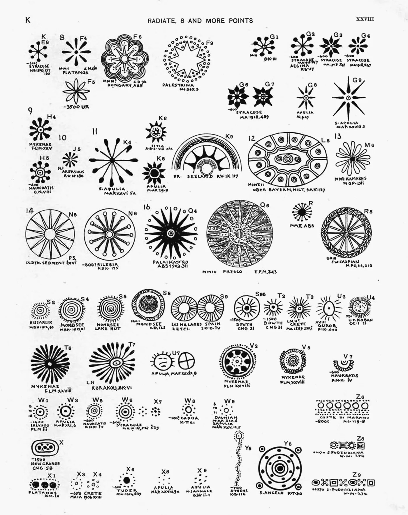 Plate XXVIII — Radiate, 8 and More Points